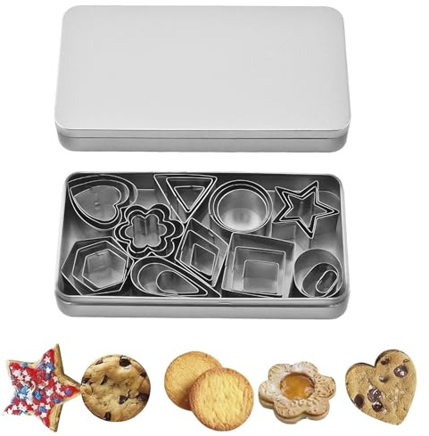 Mini Cookie Cutters Set, 30Pcs Geometric Biscuit Cutters, Small Stainless Steel Cookie Cutter Set for Cake Decorations Sugar Cakes and Biscuits
