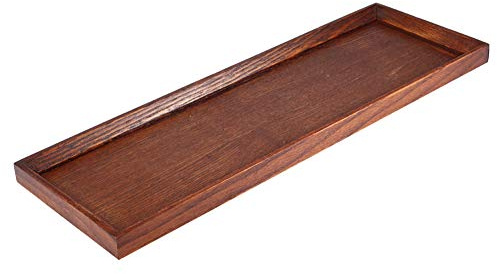 Vassoio da portata in legno, vassoio da portata in legno naturale per set da tè, frutta e caramelle, piatto da portata in legno dal design vintage con superficie liscia e lucida, (45 * 15 * 2 cm)
