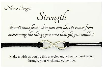 Lucor Inspirational Bracelet, Strength Positive Thinking Gift - Infinity Wish String Bracelet with Inspiring Quote (Dark Green)