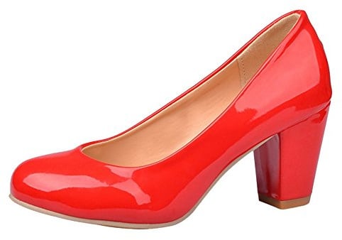 Smilice Damen Klassischer Blockabsatz Pumps Slip-On Schuhe
