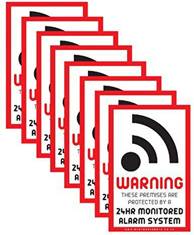 8 x Intruder Alarm Warnschild Sicherheits-Aufkleber Aufkleber für den Außenbereich geeignet