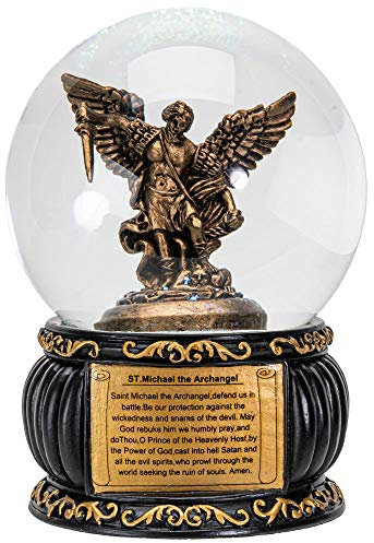 Pacific Giftware Schneekugel Erzengel Michael Klassisch Bronze Kunststein (Polyresin) & Glas 14 x 10 cm