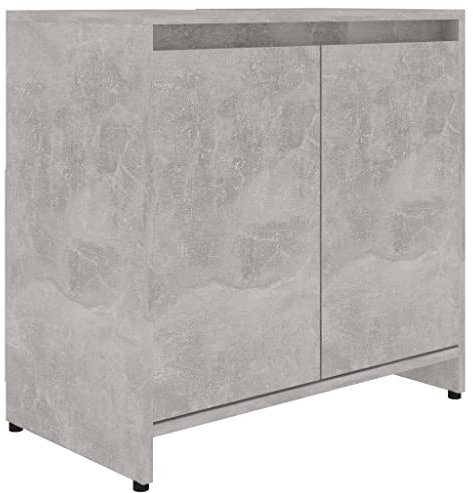 vidaXL Badezimmerschrank Waschbeckenunterschrank Waschtischunterschrank Badschrank Kommode Badmöbel Schrank Betongrau 60x33x61cm Holzwerkstoff