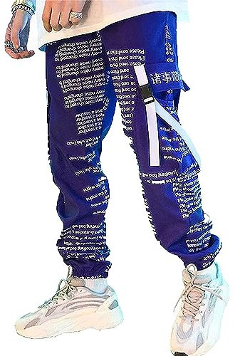XYXIONGMAO Pantaloni da jogging tattici da uomo giapponesi viola casual pantaloni hip hop streetwear techwear pantaloni della tuta pantaloni cargo da uomo, Viola, M