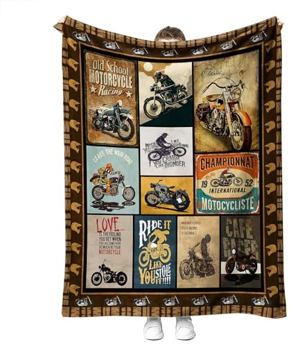 YunTu Motorraddecke, superweiche Sherpa-Überwurfdecken für Bett, Sofa und Couch, cooles Motorrad-Geschenk für Männer und Frauen, flauschige, warme Decken, 127 x 152 cm
