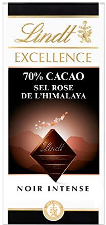 Lindt - Tablette Sel Rose de l'Himalaya 70% Cacao EXCELLENCE - Chocolat Noir - 100g