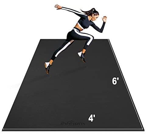 innhom Grand tapis d'exercice 1,8 m x 1,2 m x 7 mm pour entraînement à la maison, tapis de sol en caoutchouc extra épais pour fitness, corde à sauter, cardio, extensible, tapis de course MMA