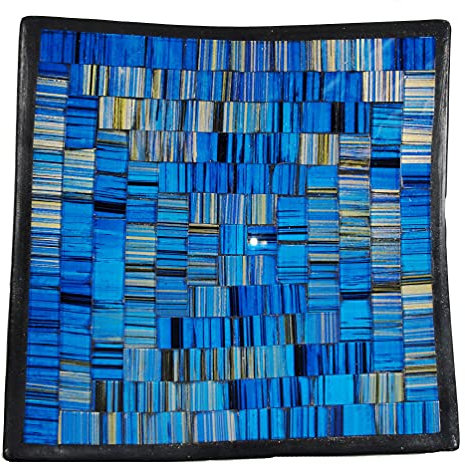 SAWA Obst-Schale Glas-Mosaik-Schale, Dekoschale mit bunten Mosaiksteinen, eckige Mosaikschale (215, B 25 cm)