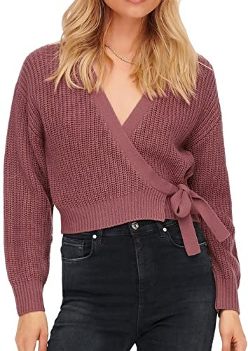 ONLY ONLBREDA Wrap L/S Cardigan KNT, Rose nostalgique, XL Femme