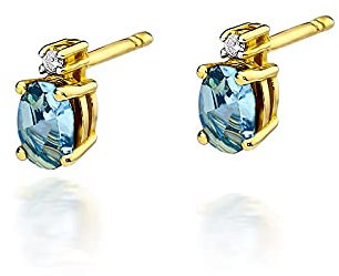 Damen Ohrringe Stecker 585 14k Gold Gelbgold Ohrstecker echt Topas Edelstein Diamant Brillanten