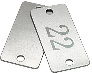 Stainless Steel Rectangle Numbered Tags Metal Number Tags with Two Holes (1-25)