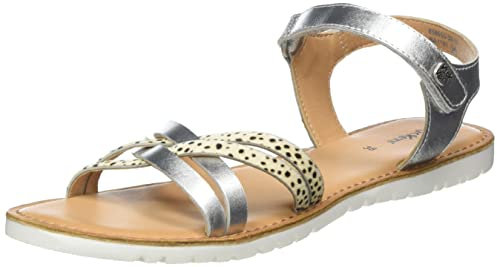 KICKERS Femme BETTERNEW Sandale, Blanc Argent Imprime, 36 EU