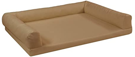 Juelle Orthopädisches Hundebett aus Kunstleder Sofa mit Matratze für große Hunde Abnehmbare Abdeckung, Waschmaschinenwaschbar, Lord L-XXL (145x105cm, Beige)