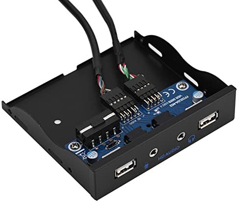 VBESTLIFE Floppy-Frontplatte, USB2.0 HD Audio Floppy-Frontplatte 3,5'' 9-polig auf 2 USB2.0-Schnittstellen mit Einem Mikrofon und Einem Audiostecker