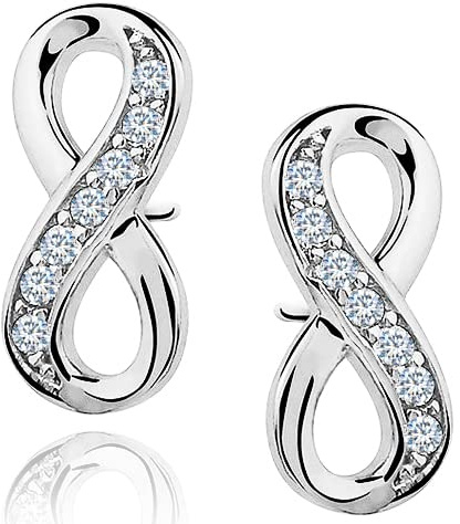 MENNICA BYDGOSKA Silberohrringe 925 Zeichen der Unendlichkeit mit Diamant Zirkonen für Mädchen Damen Ohrstecker Originalschmuck Ohne Nickel