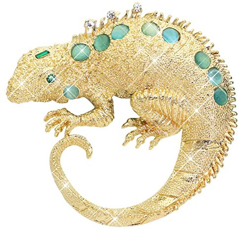 KristLand Broche d'animaux De Mode épingles avec des Pierres De Cristal Scintillantes Corsage Art Déco Broche De Lézard Aiguille De Sac Cadeaux De Fête pour Femmes Hommes Couleur Or