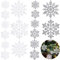 40 Pezzi Fiocchi di Neve Decorativi Natale, Glitter Natale Fiocco di Neve Ornamenti Ciondoli Albero di Natale Appeso Decorazioni per Casa Matrimonio Festa Argento/Bianco
