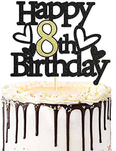 Sumerk 1 Stück Geburtstag Tortendeko 8 8.Geburtstag Tortendeko Happy 8th Birthday Tortendeko Geburtstag Happy Birthday Cake Topper für 8 Jahre alter Junge und Mädchen