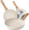 MICHELANGELO Frying Pan Set 20cm/24cm/28cm, Non Stick Frying Pan Set with Bakelite Handle, Non Stick Frying Pans Set, Granite Frying Pan Set 3Pcs, Cream White