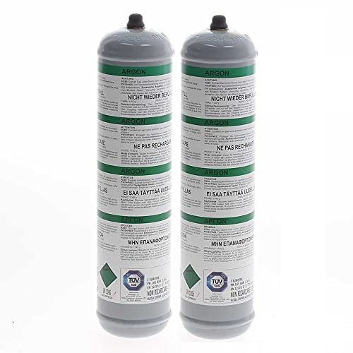 GASFRIGO - Nr. 2 Bombole usa e getta gas argon da 0,95 lt. 110 bar attacco M10x1 - saldatura TIG acciaio - NOTA E' UN PRODOTTO PROFESSIONALE
