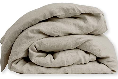 LNT France – Housse de Couette 100% Lin Lavé – Douce, Respirante et Thermorégulatrice – Fermeture Bouteille – Lavable en Machine – Linge de Lit Haut de Gamme (Naturel, 240x220)