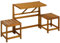 Outsunny Gartenbank, 2-in-1 Parkbank, Gartenmöbel-Set, Gartentisch, Holzbank für 2 Personen, bis 260 kg Belastbar, für Balkon, Terrasse, Massivholz, Teak, 158 x 48 x 80 cm