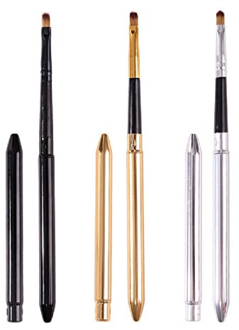 3PCS Einziehbarer Lippenpinsel,Tragbare Lippenpinsel,Tragbare Applikatoren für Lippenstift Lipgloss,für Lippenstift und Lippenkontur