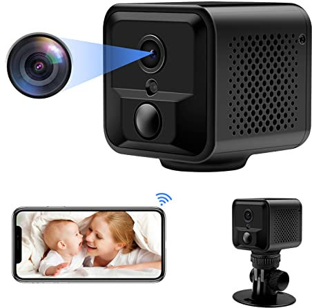 LXMIMI WiFi Kamera HD 1080P Mini WiFi Kamera Tragbare Kleine Sicherheitskamera mit WiFi Modus & DV Modus Unterstützen Nachtsicht und Bewegungserkennung, Batterielaufzeit 8 Stunden für Haus und Garage