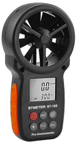 NUZAMAS Digital Anemometer Handheld BT-100 Wind Speed Meter Gauge Backlight LCD CFM Meter Air Flow Velocity Tester with Wind Chill for Shooting HVAC Drone Flying