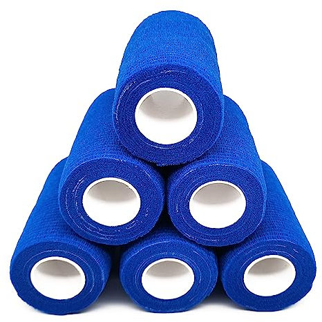 Selbstklebender Verband 10cm Selbsthaftende Bandage Elastische Binde Wundverband Fixierbinde für Knie Handgelenk und Sprunggelenk Blau