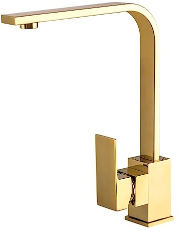 Küchenarmatur Nexo schwenkbar Einhebelmischer Mischbatterie Wassersparend (Gold)
