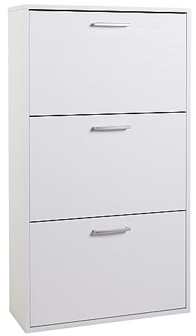Composad | Schuhschrank der Linie Flow mit 3 Türen, doppelte Tiefe, platzsparendes Schuhregal, Eingangsbereich, (BxHxT) 65 x 119 x 25 cm, Farbe Weiß, hergestellt in Italien