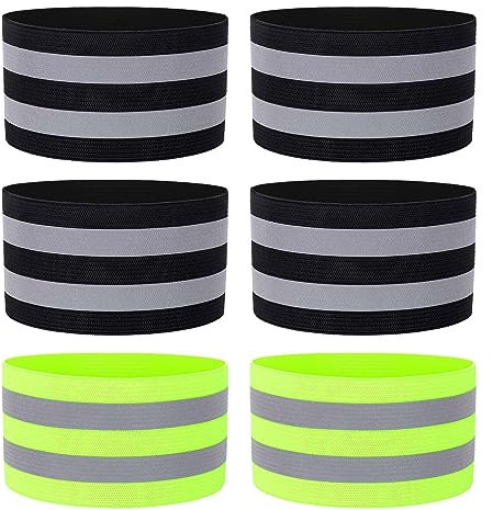 Hejo 6 Stück Reflektorband für Fahrrad, Starke Reflektierende Bänder, Reflektierende Armbänder für Radsport und Läufer (Schwarz ＆ Grün)