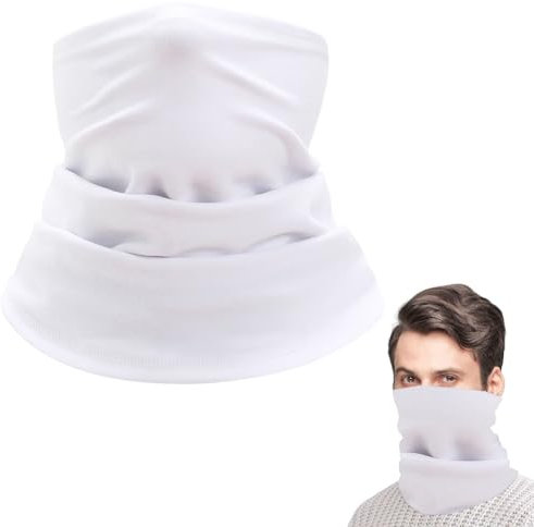 Bavooty Cache-Cou Thermique, Écharpe, Tour de Cou Tubulaire Multiusage, Élastique Multifonctionnel Bandana, Respirante Vélo Masque Cache Couvre pour Sports de Plein Air, Course à Pied, Blanc