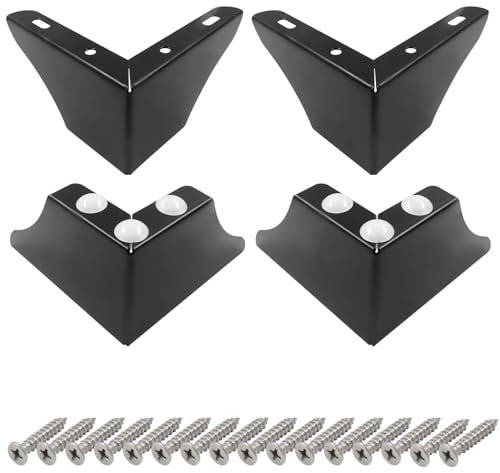 Cionyce 4 Pack Furniture Legs 3 Inch Height, Minimalist Design Furniture Feet Metal Sofa Legs Replacement for Sofa Coffee Table Cupboard Cabinet TV Stand Feet, Black, 4.52 Inch Length