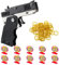 1pcs Mini Metal Rubber Strap Gun With 60pcs Soft Rubber Bands, 10pcs Plastic Shooting Targets, Portable Rubber Belt Gun, Indoor And Outdoor Shooting Games, Catapult Toys With Key Chain (Black)