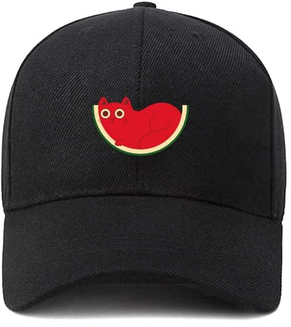 EDGMM Baseballmütze, Baumwolle, verstellbar, für Herren und Damen, Wassermelonenkatze, Einheitsgr��e
