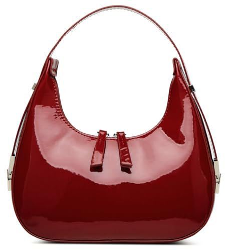 Caistre Damen Halbmond Schultertaschen Retro Y2k 90er Jahre Hobo Handtaschen Top Handle Y2k Unterarmtasche Mode Clutch Geldbörsen, Rot-Groß