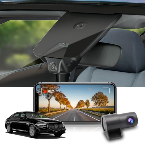 Fitcamx Dashcam Auto Vorne Hinten 2160P+1080P Kompatibel mit Genesis G90 2017 2018 2019 2020 2021 2022 (HD2-D2010), OEM Dashcam 4K WiFi Video, G-Sensor, Loop-Aufnahm, WDR Dasch-cam Auto, 128GB Karte