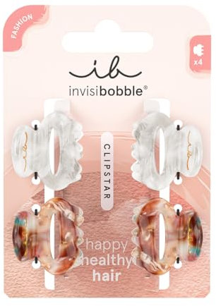 invisibobble Clipstar Petit Bijoux S | Accessoire de cheveux stylé et respectueux des cheveux | 4pc Multicolor