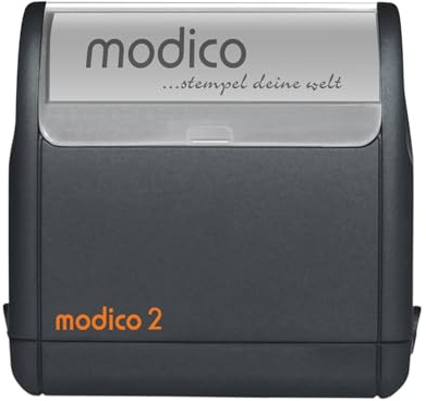 Modico M2 Personalisierter Stempel (37x11 mm - 3 Zeilen) inkl. individueller Textplatte Farbe Schwarz