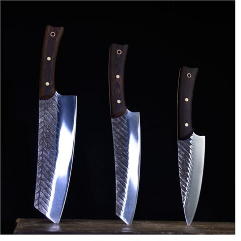 3-teiliges Longquan-Küchenmesser, geschmiedet, scharf, Chefbeil, for Ausbeinen, Schneiden, Sashimi, Fisch, handgefertigtes Messer-Set