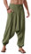 Runcati Herren Baumwolle Haremshosen Baggy Hippie Casual Leinen Yoga Hose Strand Tief Schritt Trouser Armeegrün L