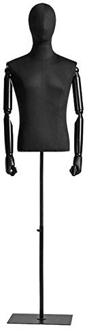 Männliche Schaufensterpuppe, höhenverstellbare männliche Schneiderpuppe mit flexiblem Arm und Gusseisenbasis für die Präsentation von Herrenbekleidung