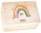 Geschenkfreude personalisierte Erinnerungsbox zur Taufe aus Holz mit Name - 30x20x14cm - UV-Druck - Regenbogen - Erinnerungsbox Kinder/Baby - Geschenk für die Taufe - Holzbox/Holzkiste