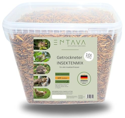 ENTAVA 10l nachhaltiger Insektenmix getrocknet in Premium-Qualität, Vogelfutter, Koifutter, Igelfutter, Eichhörnchenfutter, ganzjähriges Futter für Wildvögel