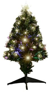 Árbol de Navidad de Fibra óptica, bajo Voltaje, 90 cm, luz Blanca fría; Ideal para decoración Festiva y Crear Ambiente navideño.