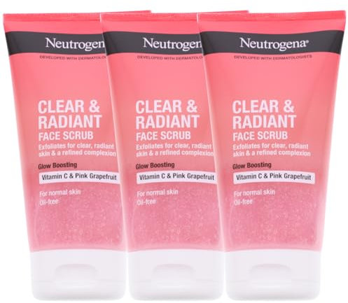 3x Neutrogena Clear&Radiant Tägliches Gesichtspeeling Pink Grapefrucht je 150 ml