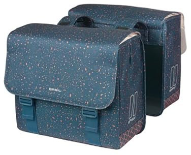 Basil Flair Doppelte Fahrradtasche - 35L, Blau, Wasserabweisend, Aus recyceltem Polyester, Kompatibel mit MIK und Racktime