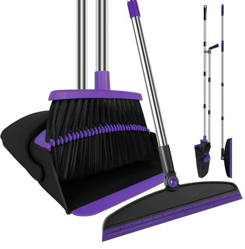 Broom and Dustpan Set, Purple Multifunction Magic Broom